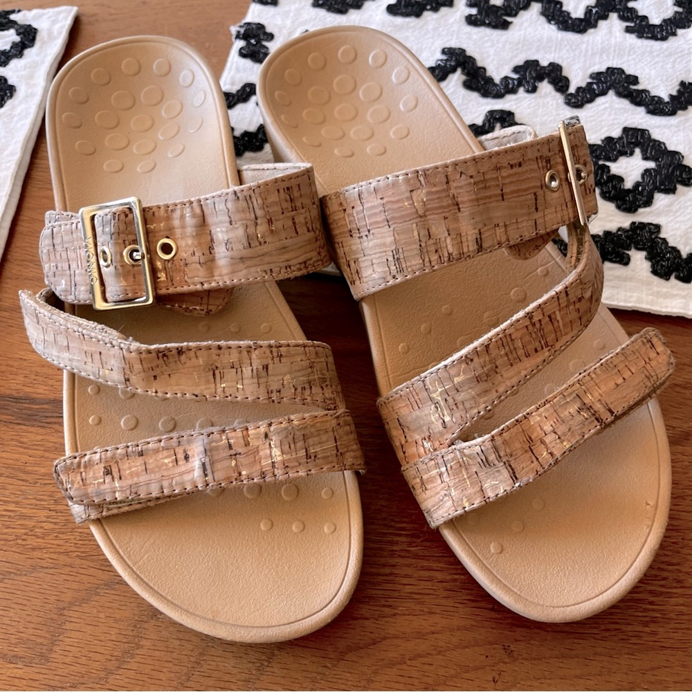 Vionic RIO neutral Cork Strap Slide Open Toe Sandals comfort womens size 9
